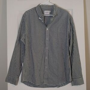 Goodfellow & Co Teal Checked Long Sleeve Button Down Standard Fit Shirt Size M